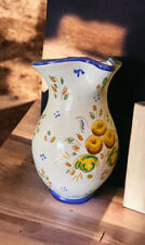 Talavera Pitcher Vintage Hand Made Painted Pottery Blue Yellow Floral Spain 8” picture