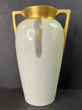 Antique Oremont Bavaria Gold Gilded Porcelain Art Deco Vase 6.25” Tall picture