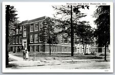 Westerville Ohio~Westerville High School Building~Students Arrive~1940s B&W PC picture