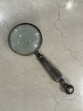 Vintage Victorian Silver Plate Tone Handheld Magnifying Glass 10 1/4” Desk Decor picture