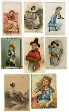 8 Victorian WOMEN Cards 1880's FASHION Costume KIMONO Flowers Chromolithos picture