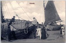 1907 Ostende Belgium Boat on Dock Promenade Posted Postcard picture