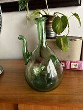Vintage Italian Wine Decanter Keeper Cooler Green Blown Glass Ice Hole picture