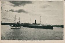 Admiral Dewey's Flagship Olympia C-6 in Boston Harbour Vintage Ship Postcard picture