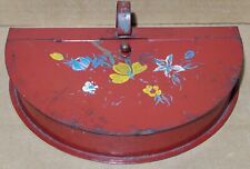 Vintage / Antique Silent Butler Hand Painted 1940's Metal Hinged Lid w/Handle picture