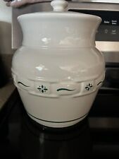 Longaberger Pottery XL Canister w/Lid  Heritage GREEN 4.5 Qt picture