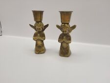 Vitg Brass Mini Candlestick Xmas Angel Holders Mid Century Modern Décor Set of 2 picture