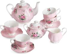 BTaT-Floral Tea Set,Tea cups(8oz),Tea Pot(38oz), Creamer and Sugar Set, Gift box picture