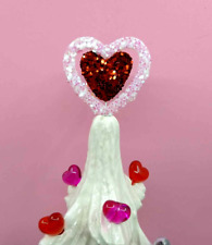 Lg Valentine  Spin Heart Star Topper & 6 heart Bulbs for Ceramic Christmas Tree picture