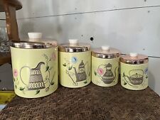 Vintage MC Ransburg Nesting Tea Canister Set of 4, Complete Yellow Copper picture