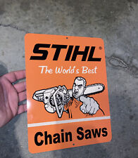 Stihl Chainsaw Sign Lumberjack Flannel Grizzly Steel Metal Axe BLEMISH GIFT picture