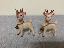 Vintage Plastic Reindeer w/Bell Lot of 2 picture