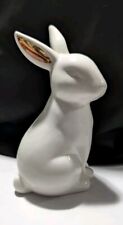 White With Gold Accent Ears Porcelain Bunny Rabbit Figurine Home Decor picture