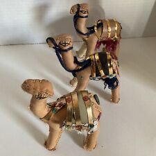 CAMEL Set of 3 Hand Stitched Stuffed Sequined Leather Arabian Bohemian picture