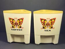 Vintage 70's Steri-lite plastic butterfly canister set plastic harvest gold READ picture