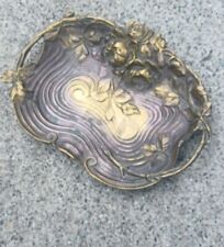 Antique French Art Nouveau Bronze Tray / Card Receiver Depose Flowers Excellent  picture