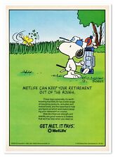 MetLife Peanuts Snoopy & Woodstock Golfing Vintage 1992 Print Magazine Ad picture