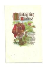 Thanksgiving Greetings Turkey Embossed Antique 1917 Postcard picture