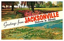 Greetings From Jacksonville FL Gateway to Florida Banner Multiview Postcard F8 picture