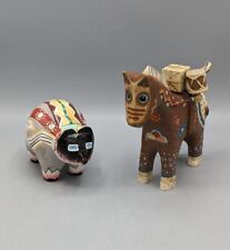 ✨ 2 Robert Shields Figurines HAND SIGNED Cat And Horse Native American Style  picture