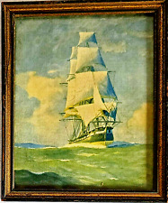 Oil Painting on Canvas Clipper Ship Framed 6.25 x 5.25