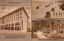 Postcard Hotel Aragon AAA Jacksonville Florida FL Beach old cars Oriental 1942 picture