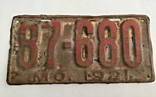1921 Missouri License Plate Tag picture