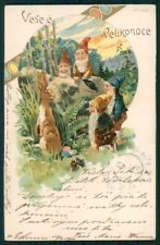 Easter Pasqua Rabbit Gnomo Gnome Zwerge Dwarf 5226 postcard TC5048 picture