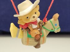 Vintage Hallmark Barrel-Back Rider Ornament Christmas Bear Horse Hanging Cowboy  picture