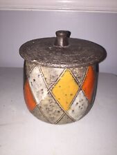Vintage Mid-Century Modern MCM Italy Multi-Color Diamond Pottery Cookie Jar picture