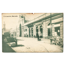 Concepción Central Market Building Postcard c1915 Old Chile Street Signs A4467 picture