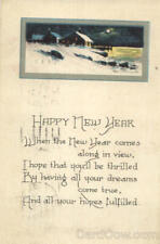 1921 Happy New Year Antique Postcard 1c stamp Vintage Post Card picture