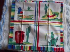 1930's/40's Vintage Cotton Material Vibrant Mexican Inspired Pattern Cloth picture