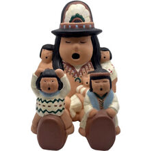 1996 House Of Lloyd Native American Storyteller Pottery Figurine 5 Child 6.75”H picture