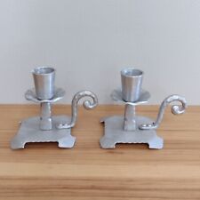 Vintage Pair Everlast Forged Silver Aluminum Candle Holders Hammered picture