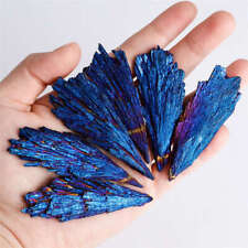 5Pcs Natural  Aura Rainbow Blue Kyanite Titanium Stone Quartz Crystal Cluster US picture