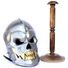 Medieval Human Skull helmet Silver Demon, This helmet is made from steel and ... picture