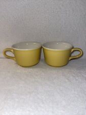 Set of 2 Vintage Yellow White Cream Coffee Tea Mugs Cups Marked USA picture