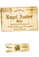 Early  Royal Amber IRTP Beer Bottle Label Original S91E picture