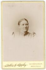 Antique Circa 1880s Cabinet Card Bellin & Murphy Lovely Older Woman Brooklyn, NY picture