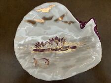 Antique WEIMAR German Porcelain Seafood Plate Oyster Shaped Japanese Koi Fish picture