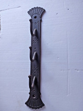 ANTIQUE EASTLAKE HAND FORGED CAST IRON THREE HOOK WALL COAT HANGER picture