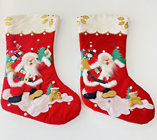 Vtg Dandee Christmas Holiday Stockings Lot Of 2  18