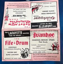c1950s-60s Lafayette Hotel & Lanais Table Card Outrigger Gaslight Ivanhoe Rooms picture