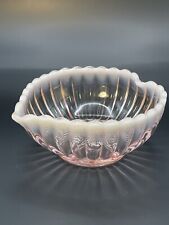 Fenton Art Glass Ribbed Pink Opalescent Heart Shaped Dish Bowl Vintage picture