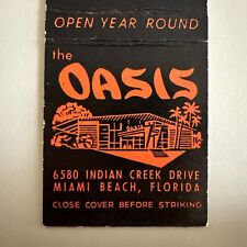 Vintage 1960s The Oasis Miami Beach Florida Midcentury Matchbook Cover picture