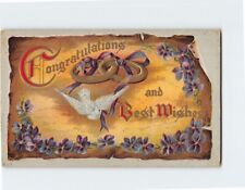 Postcard Congratulations and Best Wishes with Embossed Art Print picture