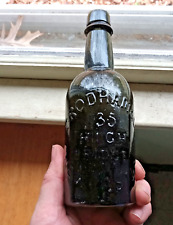 1880s BLACKGLASS ALE T.RODHAM & CO NEWCASTLE CRUDE WHITTLED OLIVE GREEN BOTTLE picture