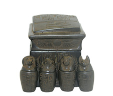 Rare Antique Ancient Egyptian Canopic Jars Box Isis Horus Eye Anubis protection picture