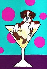 13x19 BOXER MARTINI Signed Dog Art PRINT of Original Watercolor Painting by VERN picture